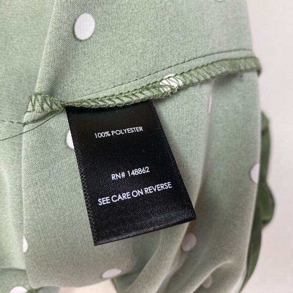 Torrid 2 Moss Green Blouse White Polka Dot Long Sleeve Pockets Button Front Flaw - Picture 11 of 13